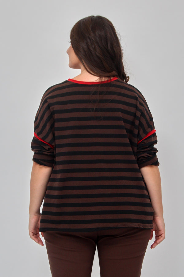 Maglia righe inserto filo - Moro