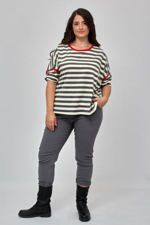 Maglia righe inserto filo - Grigio
