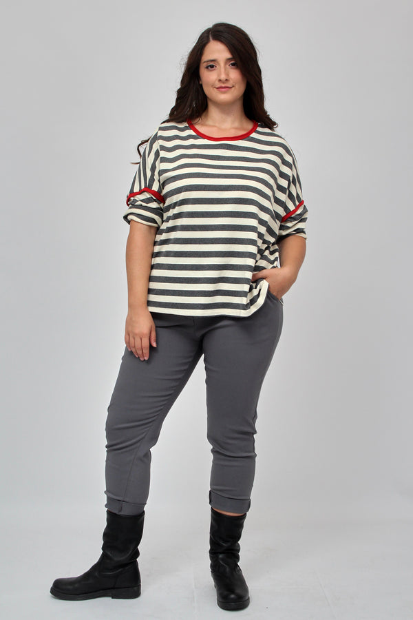 Maglia righe inserto filo - Grigio
