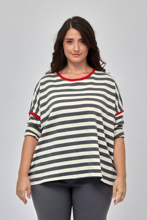 Maglia righe inserto filo - Grigio