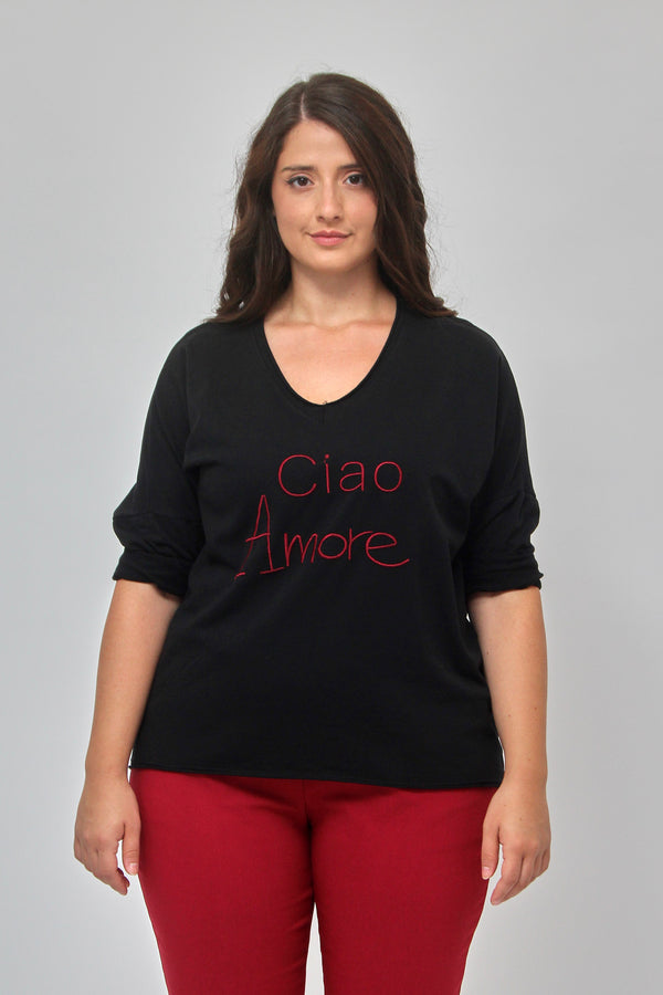 Felpa ciao amore - Nero