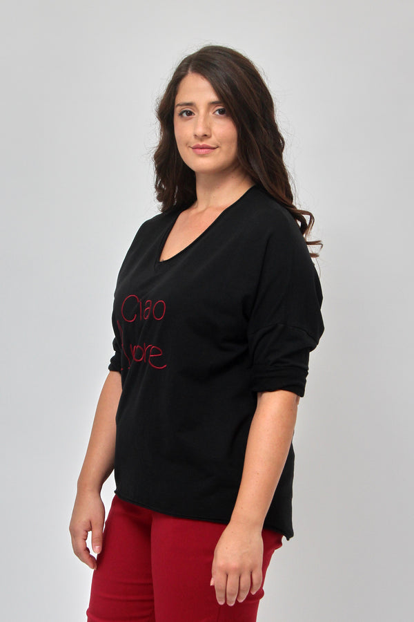 Felpa ciao amore - Nero