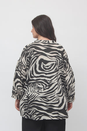 Camicia manica palloncino zebrata - Greige