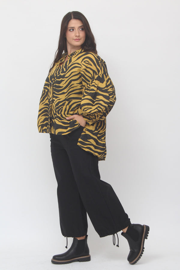 Camicia manica palloncino zebrata - Ocra
