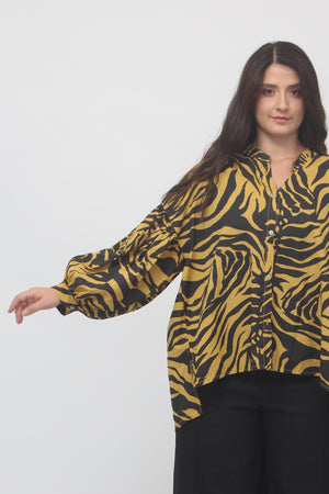 Camicia manica palloncino zebrata - Ocra