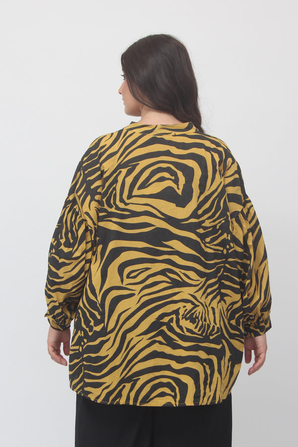 Camicia manica palloncino zebrata - Ocra