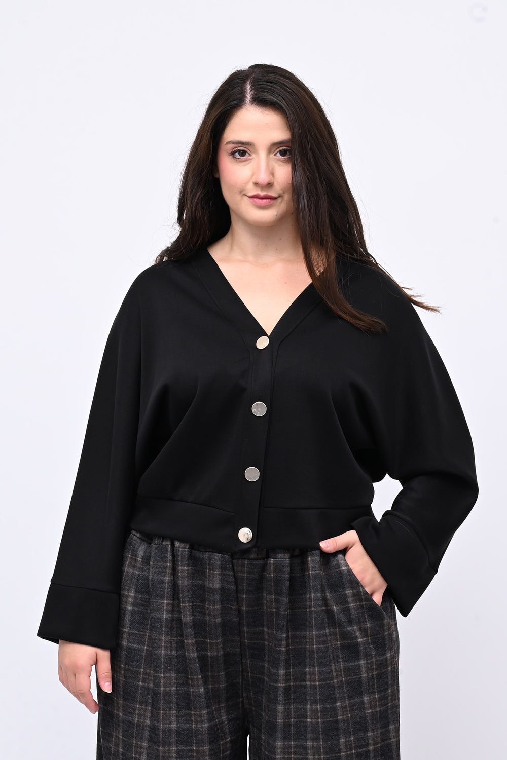 Cardigan bottoni oro - NERO
