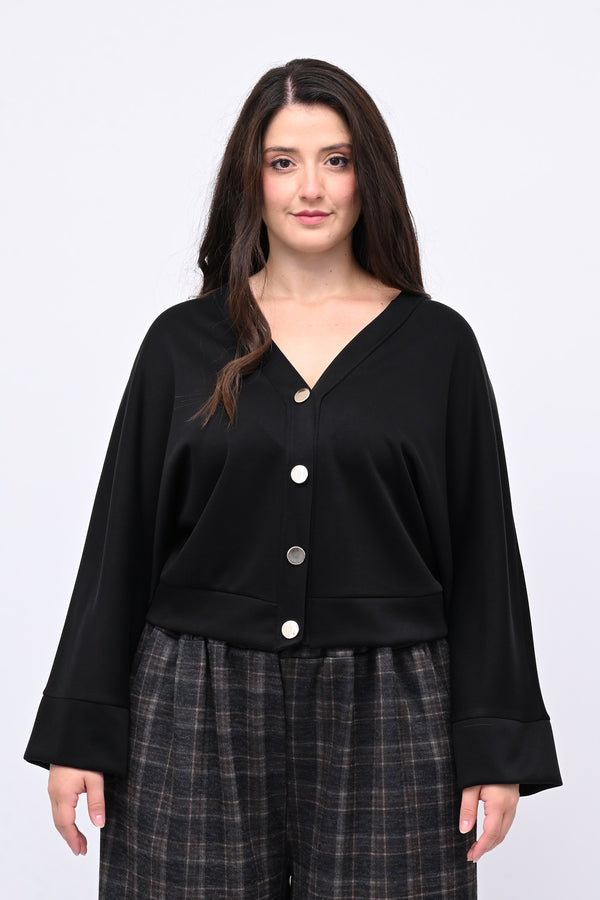 Cardigan bottoni oro - NERO