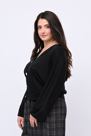 Cardigan bottoni oro - NERO