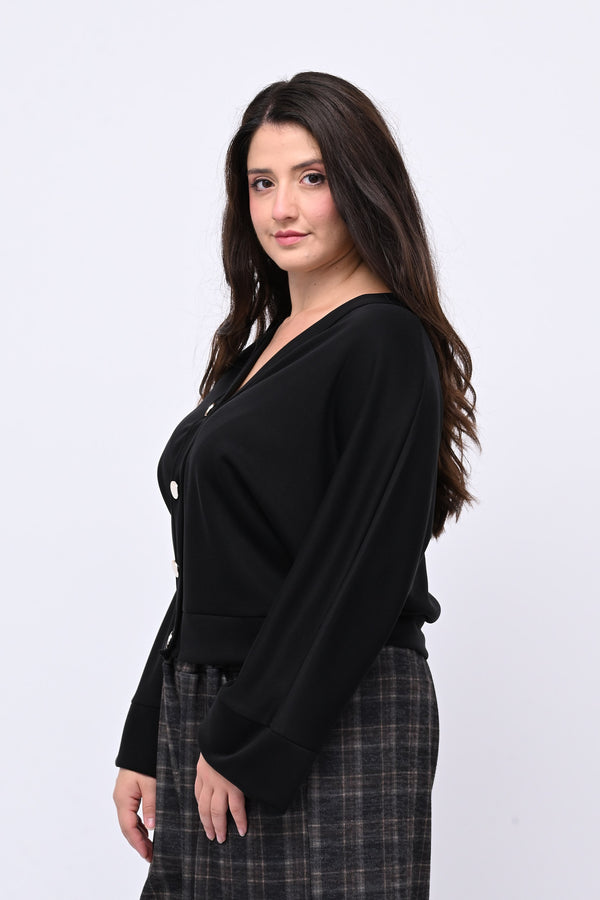 Cardigan bottoni oro - NERO