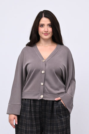 Cardigan bottoni oro - Grigio