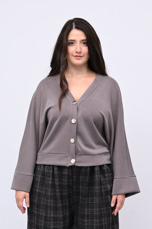 Cardigan bottoni oro - Grigio