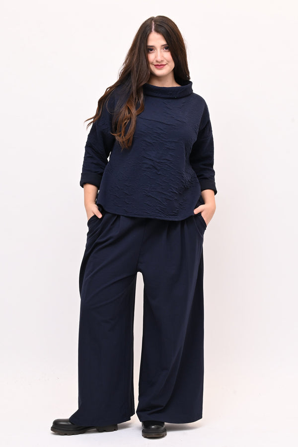 Maglia colletto goffrata - Blu