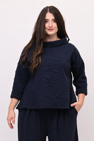 Maglia colletto goffrata - Blu