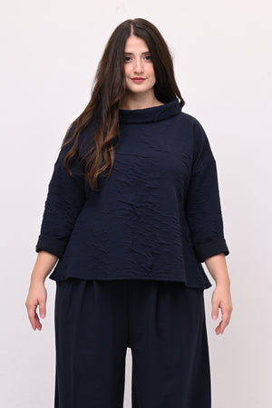 Maglia colletto goffrata - Blu