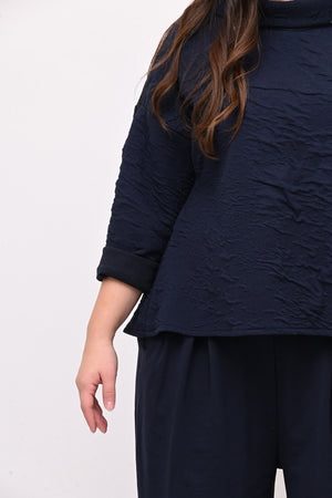 Maglia colletto goffrata - Blu