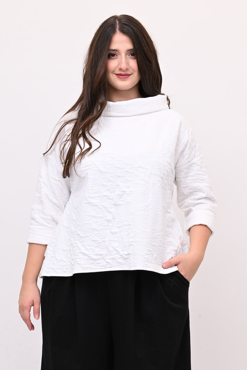 Maglia colletto goffrata - Bianco