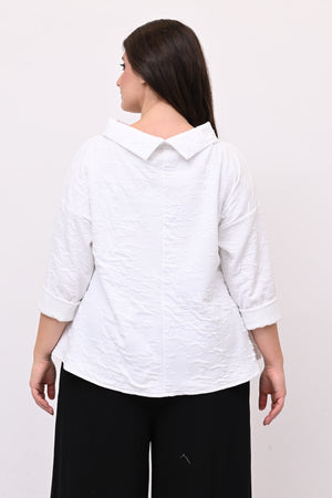 Maglia colletto goffrata - Bianco