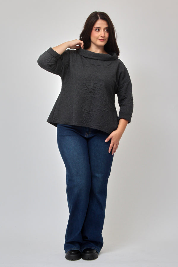 Maglia colletto goffrata - Piombo