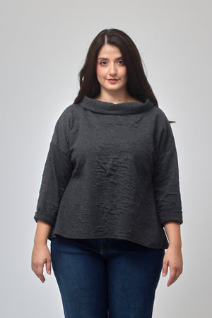 Maglia colletto goffrata - Piombo