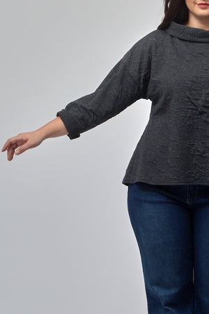 Maglia colletto goffrata - Piombo