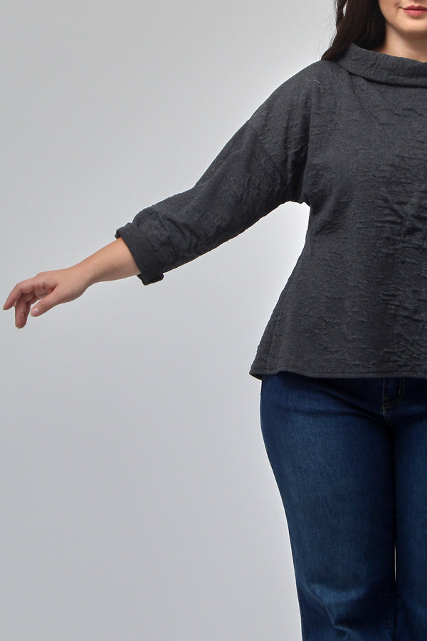 Maglia colletto goffrata - Piombo