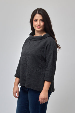 Maglia colletto goffrata - Piombo