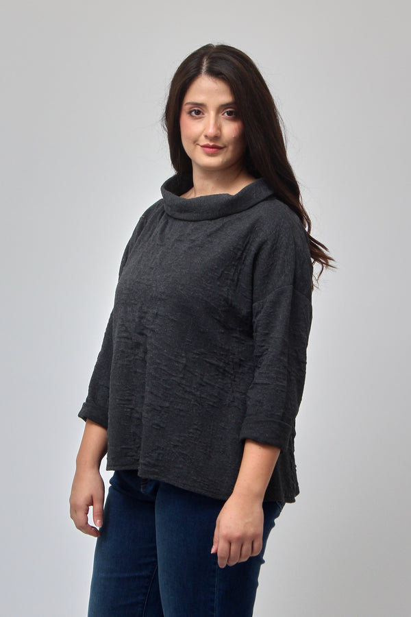 Maglia colletto goffrata - Piombo