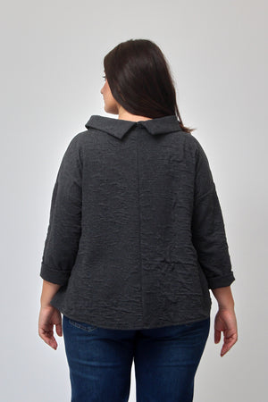 Maglia colletto goffrata - Piombo