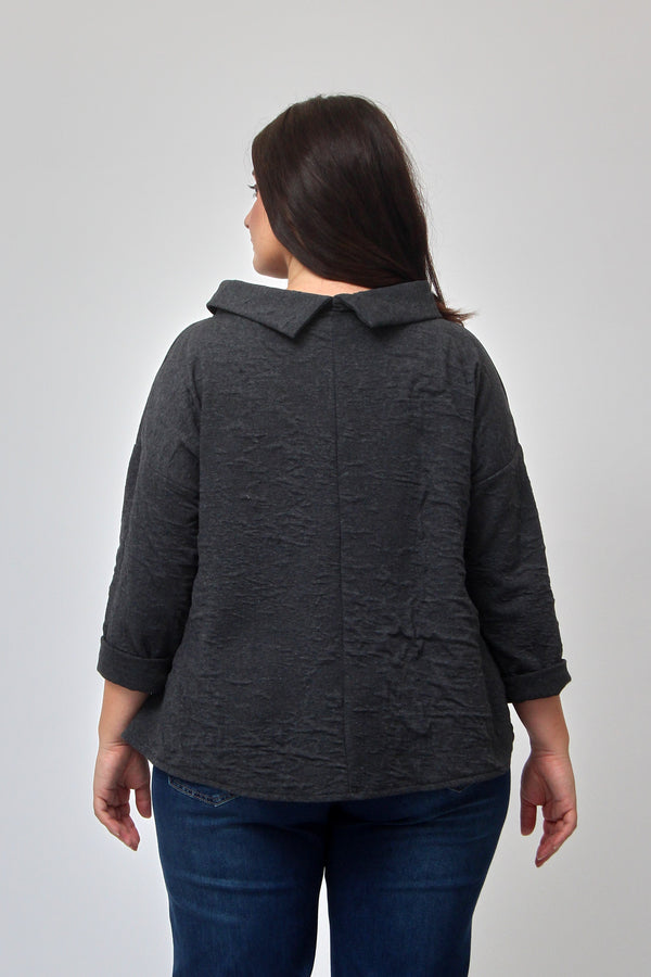 Maglia colletto goffrata - Piombo