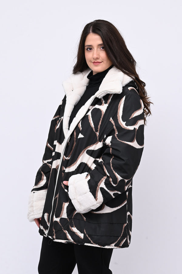 Piumino onde reversibile - Nero