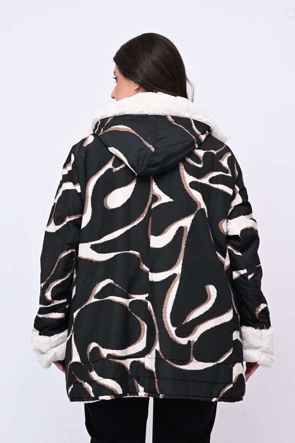 Piumino onde reversibile - Nero