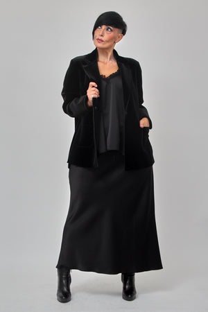 Top raso e pizzo - Nero