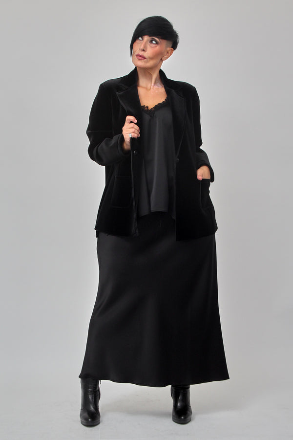 Top raso e pizzo - Nero