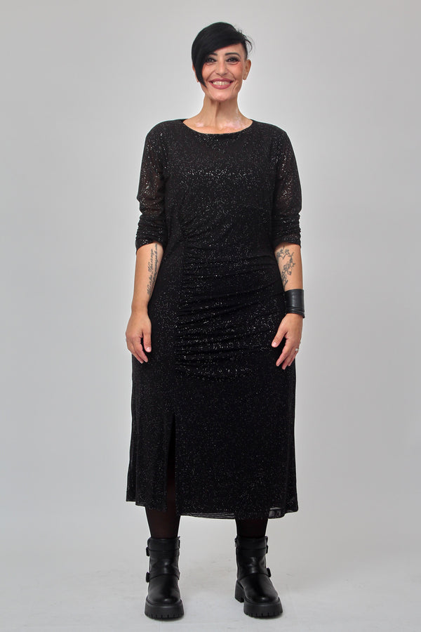 Abito tulle goffrato - Nero