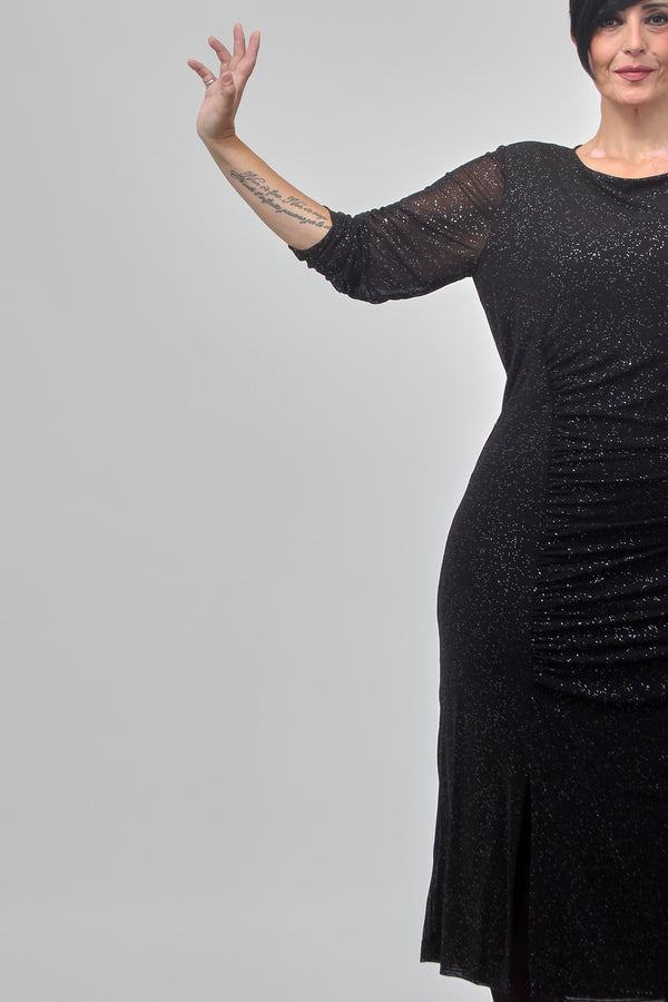 Abito tulle goffrato - Nero