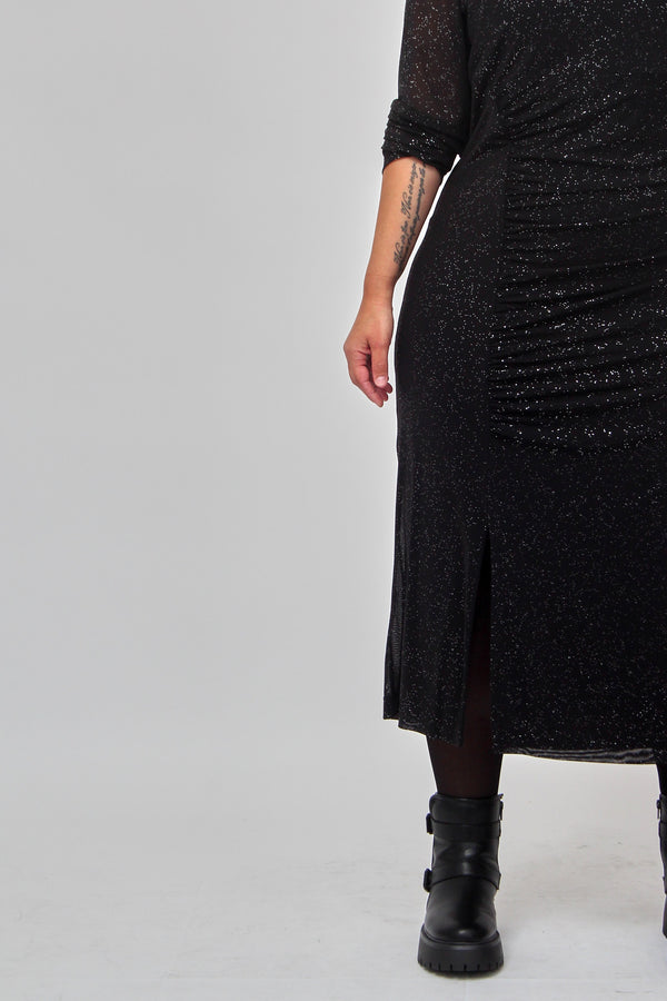 Abito tulle goffrato - Nero