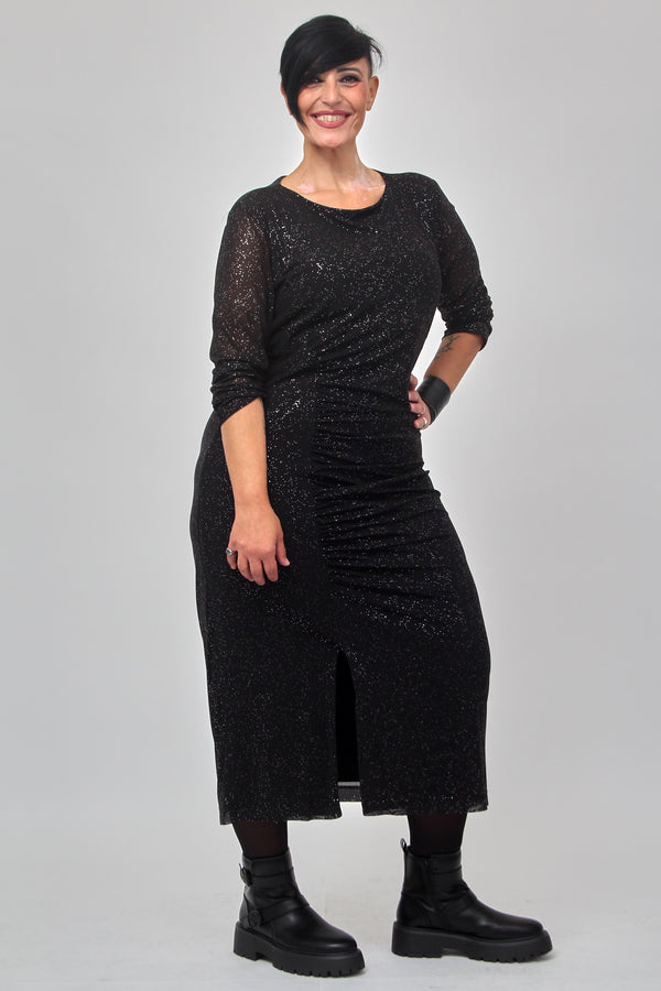 Abito tulle goffrato - Nero