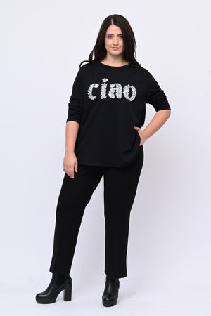 Maglia ricamo CIAO - Nero