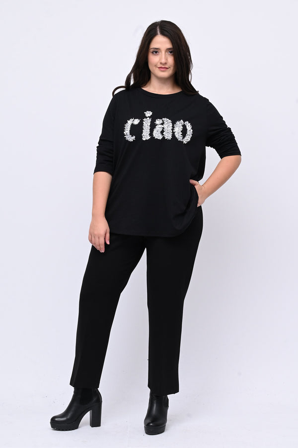 Maglia ricamo CIAO - Nero