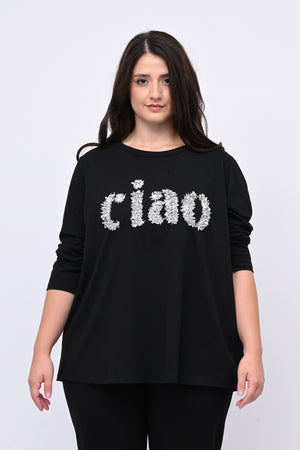 Maglia ricamo CIAO - Nero