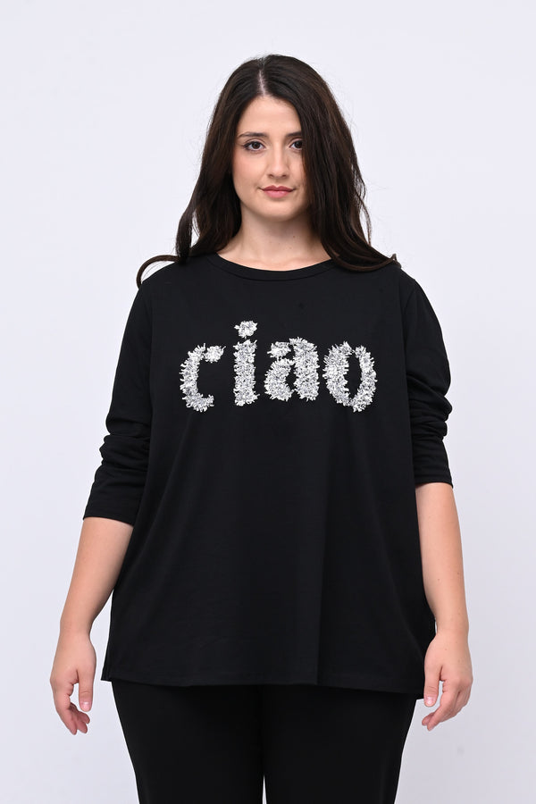 Maglia ricamo CIAO - Nero