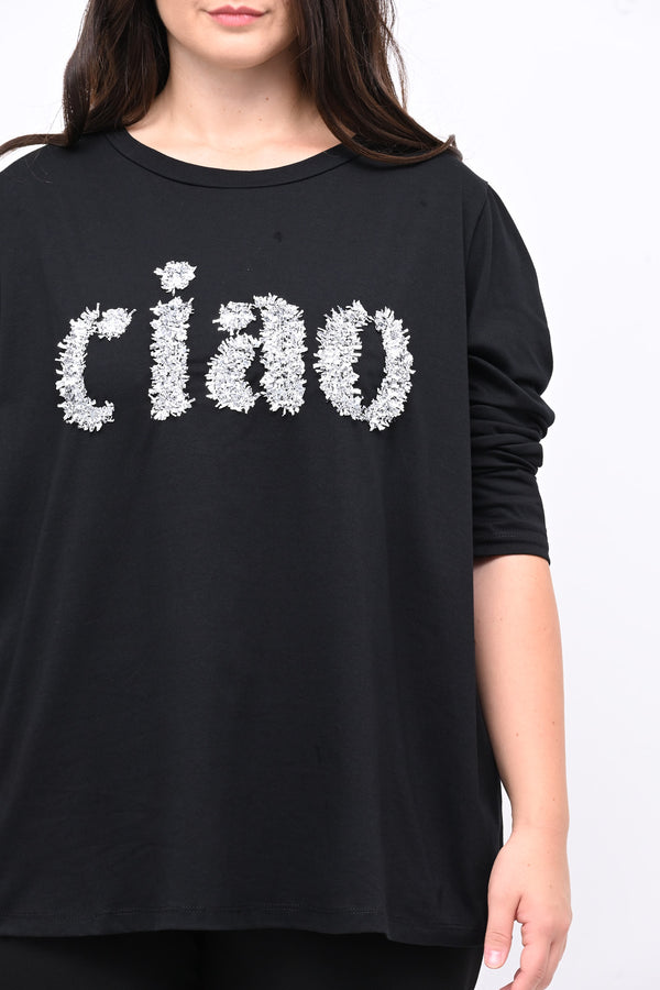 Maglia ricamo CIAO - Nero
