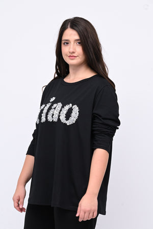 Maglia ricamo CIAO - Nero