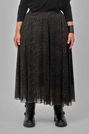 Gonna tulle animalier - Verde militare
