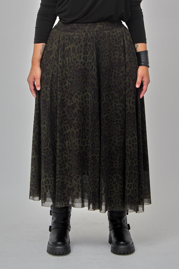 Gonna tulle animalier - Verde militare