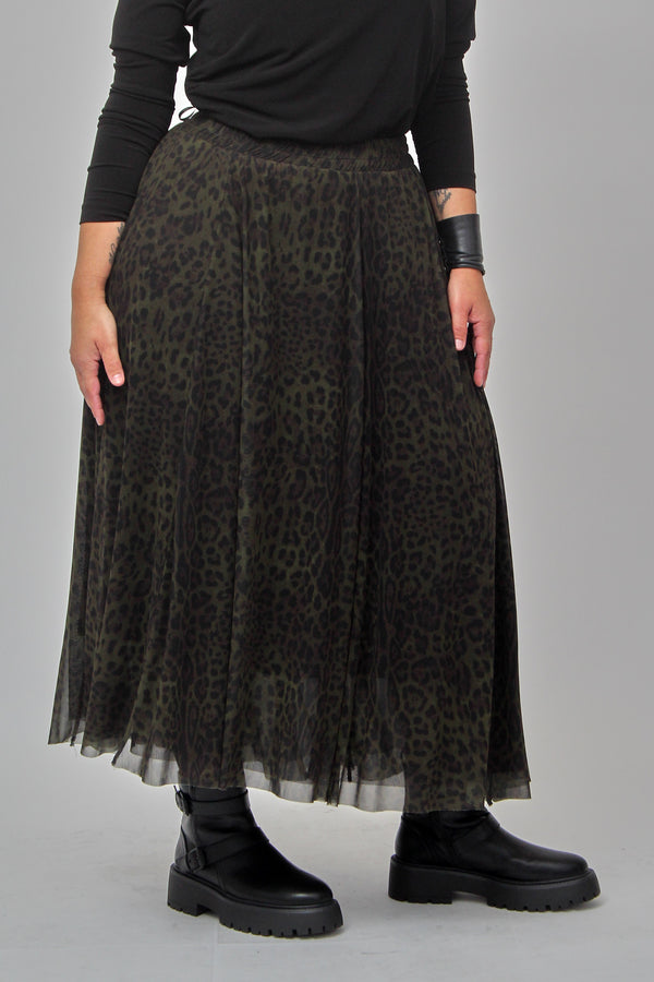 Gonna tulle animalier - Verde militare