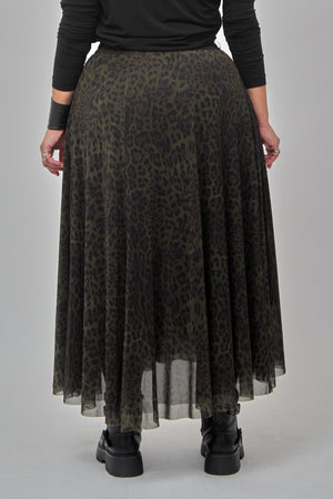 Gonna tulle animalier - Verde militare