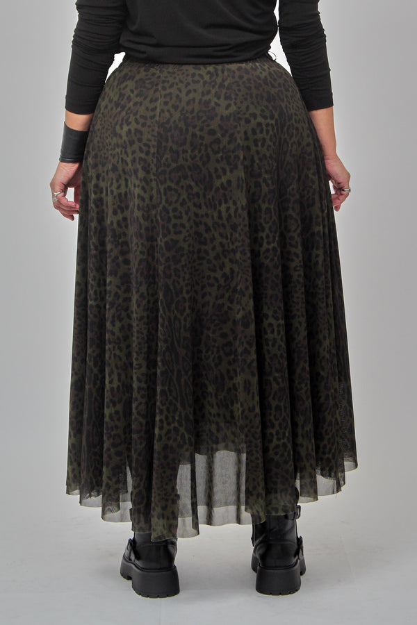 Gonna tulle animalier - Verde militare
