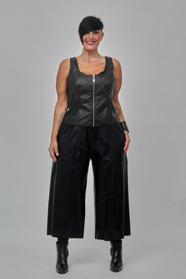 Bustino pelle zip - Nero